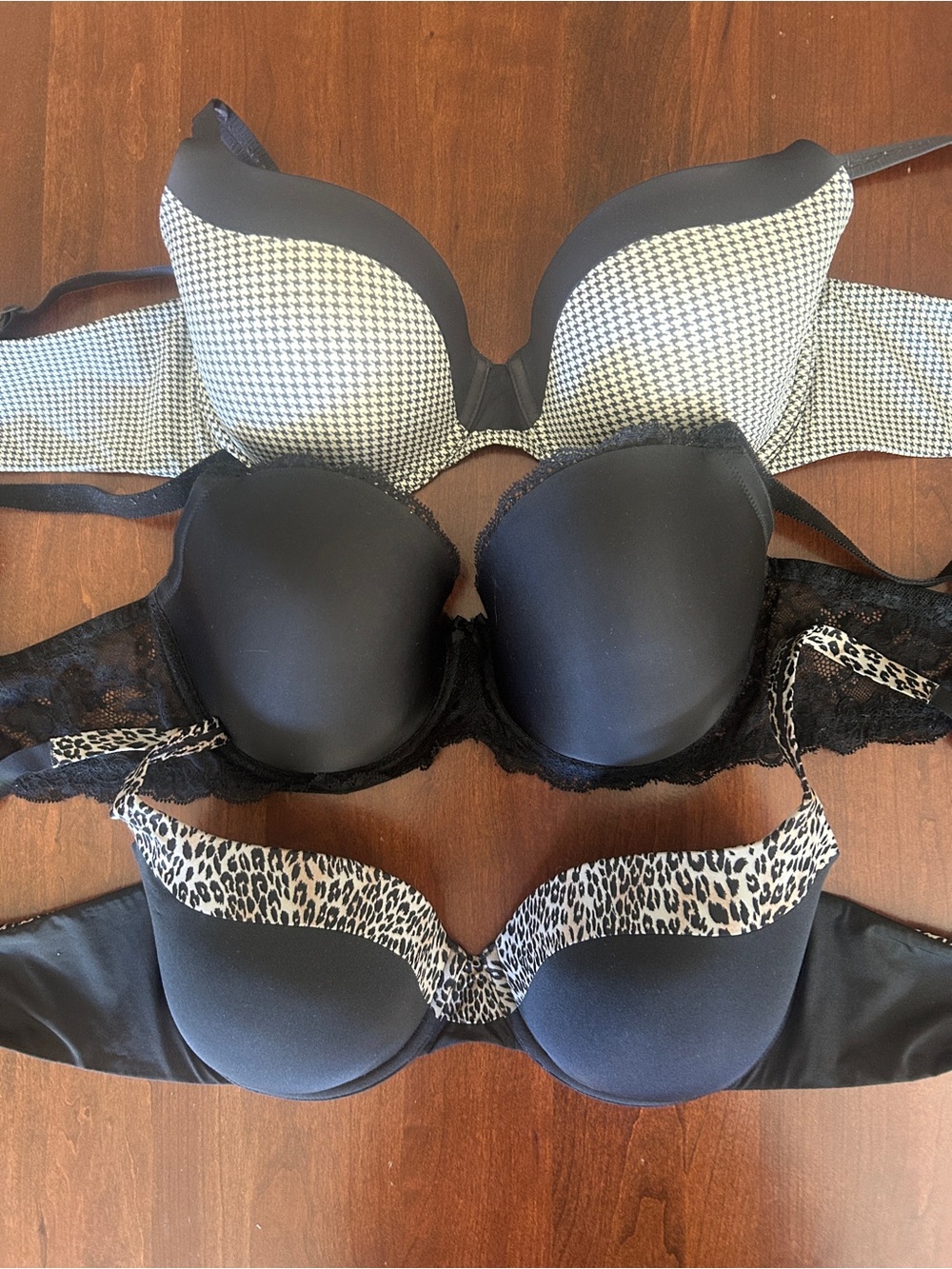 Set of 3 Victoria's Secret Demi Lined + Black is Dream Angels Floral Lace 36DD